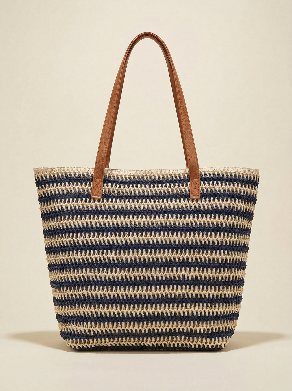 Artisanal Handwoven Stripes Large Tote for Summer Vacation